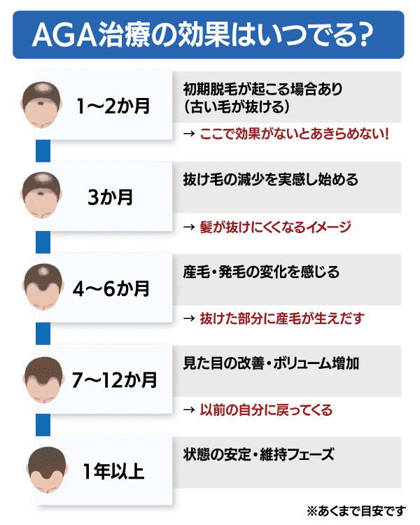 AGA治療の効果はいつでる？