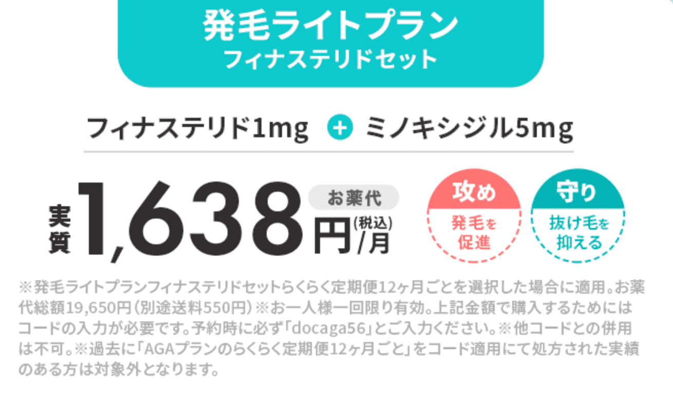 DMMオンラインクリニック発毛ライトプラン（フィナステリドセット）