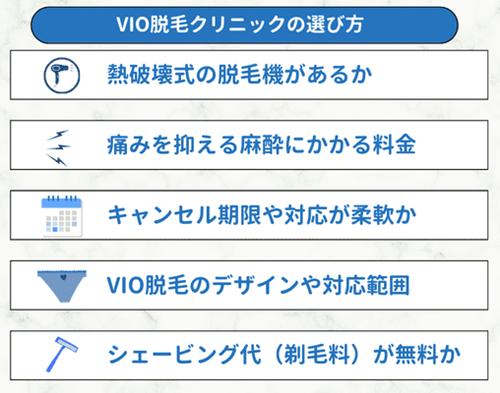 VIO脱毛クリニックの選び方｜ポイント5選