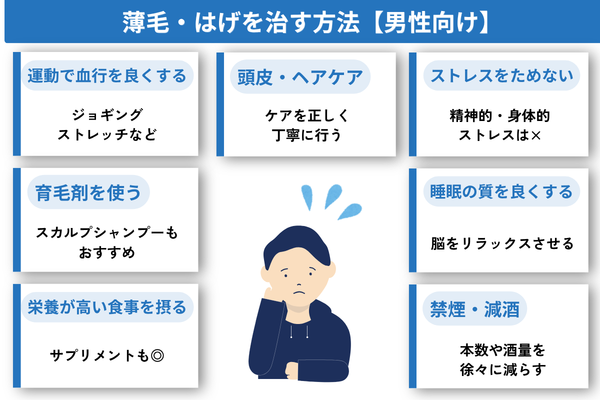 薄毛・はげを治す方法【男性向け】